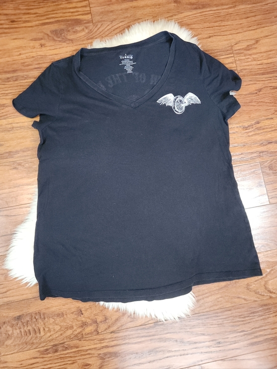 torrid Tops - Torrid 100% Cotton Vneck Motorcycle Club Fitted Graphic Tshirr
